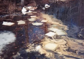 Synthetic Pads being used as an Oil Spill Clean Up Sorbent